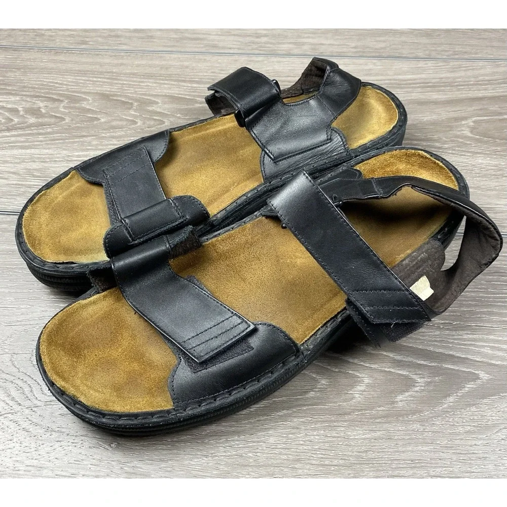 Naot Men's Leather Comfort Strappy Sandals Black Size 47 US 14